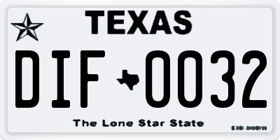 TX license plate DIF0032