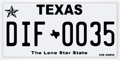 TX license plate DIF0035