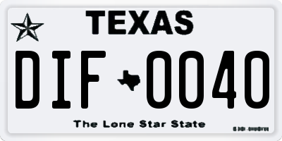 TX license plate DIF0040