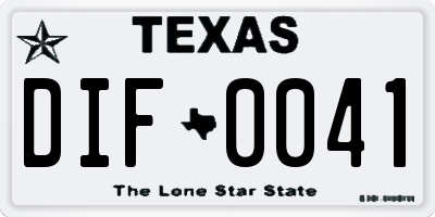 TX license plate DIF0041