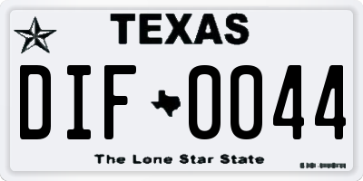 TX license plate DIF0044