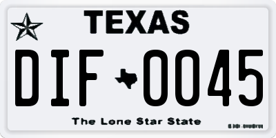 TX license plate DIF0045