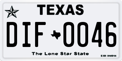 TX license plate DIF0046