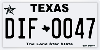 TX license plate DIF0047