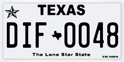 TX license plate DIF0048