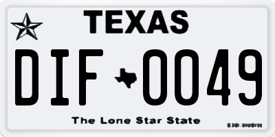 TX license plate DIF0049