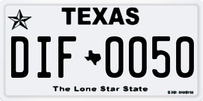 TX license plate DIF0050