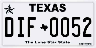 TX license plate DIF0052