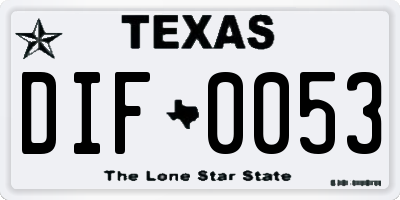 TX license plate DIF0053