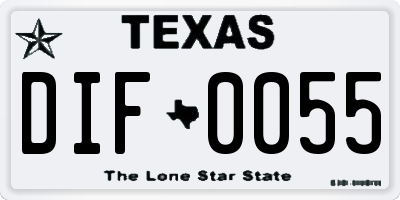 TX license plate DIF0055