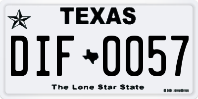 TX license plate DIF0057