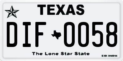TX license plate DIF0058