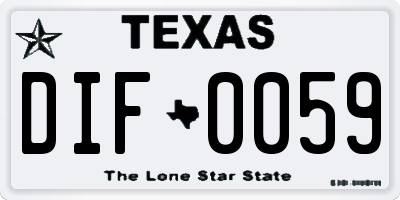 TX license plate DIF0059