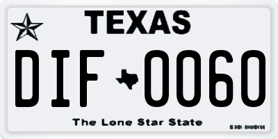TX license plate DIF0060