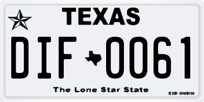 TX license plate DIF0061