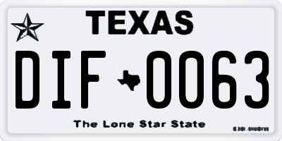 TX license plate DIF0063