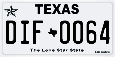 TX license plate DIF0064