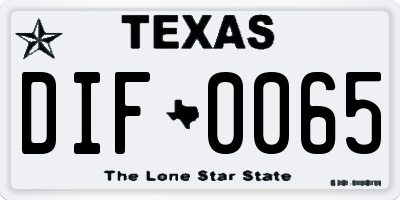 TX license plate DIF0065