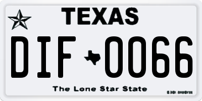 TX license plate DIF0066