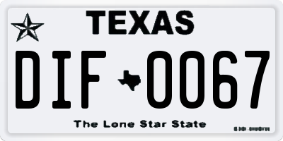 TX license plate DIF0067