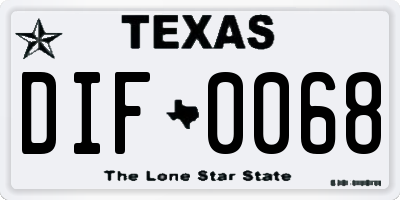 TX license plate DIF0068