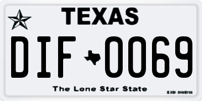 TX license plate DIF0069