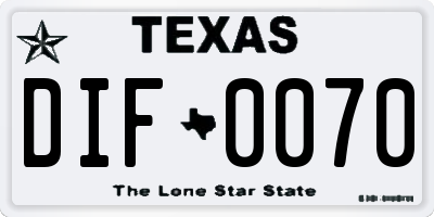 TX license plate DIF0070