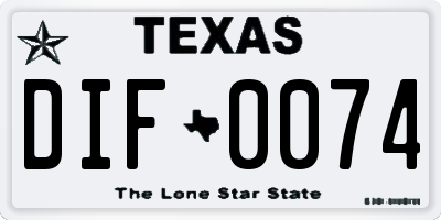 TX license plate DIF0074