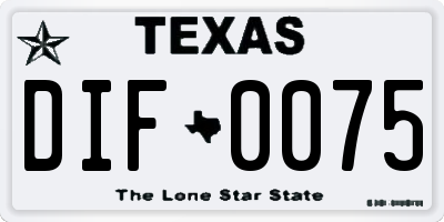 TX license plate DIF0075