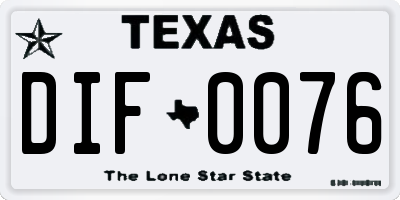 TX license plate DIF0076