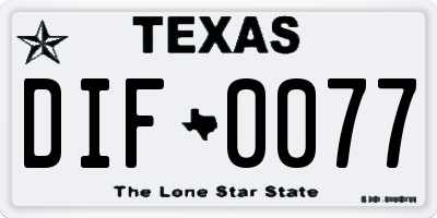 TX license plate DIF0077