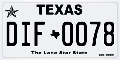 TX license plate DIF0078