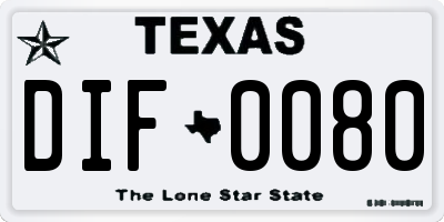 TX license plate DIF0080