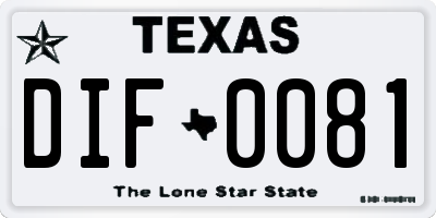 TX license plate DIF0081