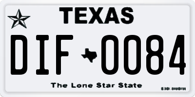 TX license plate DIF0084