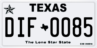 TX license plate DIF0085