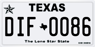 TX license plate DIF0086
