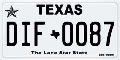 TX license plate DIF0087
