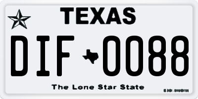 TX license plate DIF0088
