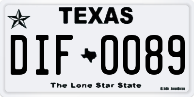 TX license plate DIF0089