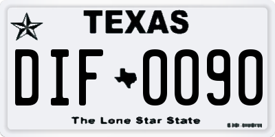 TX license plate DIF0090