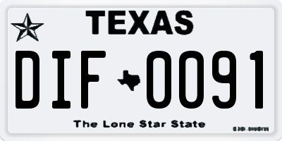 TX license plate DIF0091