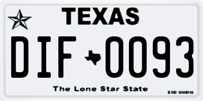 TX license plate DIF0093