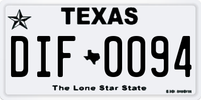 TX license plate DIF0094