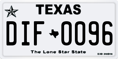 TX license plate DIF0096