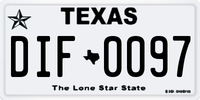 TX license plate DIF0097
