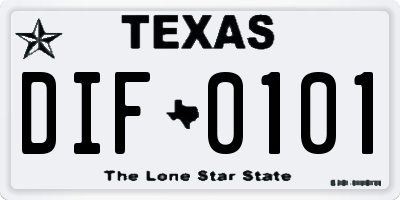 TX license plate DIF0101
