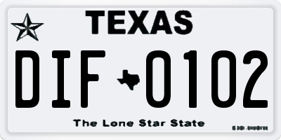 TX license plate DIF0102