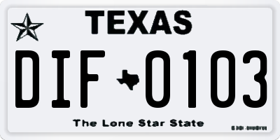 TX license plate DIF0103