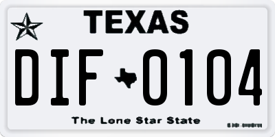 TX license plate DIF0104